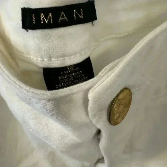 Iman white denim jeans stretch bootleg size 12 average length - Picture 5 of 12